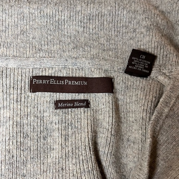 Perry Ellis, Merino Wool Blend Sweater/Cardigan, Cream, Button Closure, Medium - Picture 4 of 7